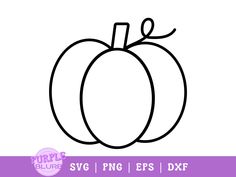 a black and white pumpkin with the words svg png eps dxf