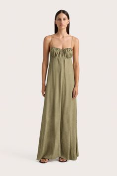 Anessa Maxi Dress Oliander Khaki – Faithfull the Brand Spaghetti Strap Maxi Dress With Ruched Bodice For Daywear, Ruched Viscose Maxi Dress For Summer, Ruched Sundress Maxi For Daywear, Ruched Sundress Maxi Dress For Daywear, Daywear Maxi Dress With Ruched Bodice And Empire Waist, Rayon Sundress Maxi Dress For Daywear, Summer Viscose Maxi Dress With Gathered Waist, Viscose Sundress Maxi Dress For Daywear, Ruched Maxi Dress For Gatherings