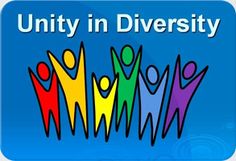 a group of people holding hands with the words unity in diversity