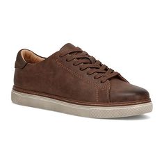 These Frye and Co. men's Ronan oxford shoes have the comfort and aesthetic of a sophisticated sneaker. Made from smooth faux leather, this lace-up pair has a flat platform sole, a cushioned insole and a slightly pointed toe. Wear them with pants or jeans and a button-down.Features: Comfort, CushionedClosure Type: Lace-UpFootwear Technology: Eva CushioningUpper/Outer Base Material: 100% PolyurethaneShoe Lining Material: PolyurethaneSole Material Content: 100% Thermoplastic-RubberToe Type: Plain T Low-top Oxfords With Contrast Sole, Casual Brown Oxfords With Contrast Sole, Casual Brown Oxfords With Perforated Toe Box, Cushioned Footbed Sneakers With Round Toe, Classic Oxford Sneakers With Cushioned Footbed, Classic Sneakers With Round Toe, Casual Brown Sneakers For Derby, Classic Low-top Lace-up Shoes With Cushioned Footbed, Brown Wingtip Sneakers With Ortholite Insole