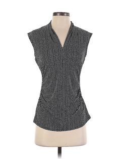 Vince Camuto Sleeveless Blouse Size: Small Tops - used. 95% POLYESTER, 5% SPANDEX, Polka Dots | Vince Camuto Sleeveless Blouse: Black Polka Dots Tops - Size Small Fitted Polka Dot Sleeveless Top, Fitted Polka Dot Sleeveless Blouse, Polka Dot Sleeveless Top For Work, Sleeveless Polka Dot Top For Work, Black Polka Dot Top, Polka Dots Tops, Black Sleeveless Blouse, Black Polka Dot, Blouse Black