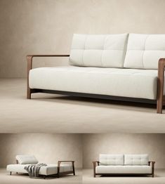 three different views of the same couch and loveseat, each with its own arm rest