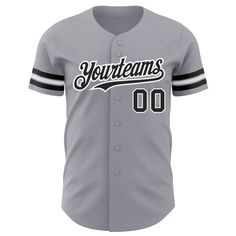 Custom Gray Black-White Authentic Baseball Jersey Baseball Jersey Men, St. Patricks Day, Blue Football, Orange Texas, Alpha Kappa Alpha, Number 3, Baseball Jersey, Button Design, Baseball Jerseys