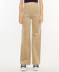 in stock Mid-rise Beige Wide Leg Pants For Fall, Beige Full-length Pants With Five Pockets, Beige Full Length Pants With Five Pockets, Full Length Beige Pants With Five Pockets, High Rise Corduroy Pants With Pockets, High-rise Corduroy Pants With Pockets, Beige Corduroy Pants For Fall, Beige Straight Leg Corduroy Bottoms, Beige Straight Leg Corduroy Pants