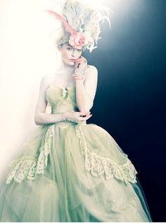 pastel fairy gown Roccoco Dresses, Fairy Gown, Green Ball Gown, Rococo Dress, Tea Green, Dresses Green, Fantasy Fashion