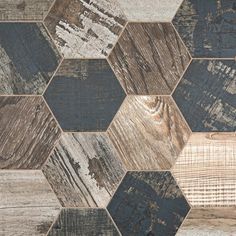 an image of wood flooring that looks like hexagonals with different colors