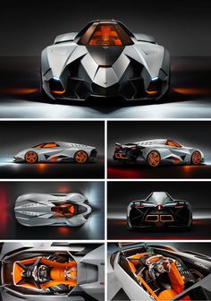 the concept car is shown in four different angles