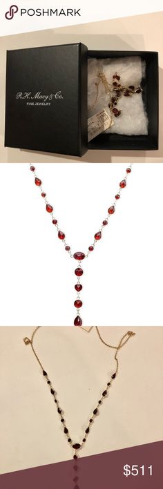 Garnet Gold Neckless Garnet necklace, 14 k gold . 16 inches  Purchased in Macy’s Macy's Jewelry Necklaces Elegant Red Lariat Necklaces, Elegant Red Lariat Necklace, Elegant Red Faceted Necklace, Red Briolette Necklace For Formal Occasions, Elegant Macy's Gemstone Necklaces, Elegant Macy's Gemstone Necklace, Macy's Classic Gemstone Necklace, Macy's Gemstone Necklaces For Formal Occasions, Macy's Formal Gemstone Necklaces