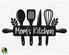 mom's kitchen sign with utensils and spoons