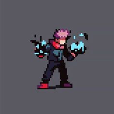 Itadori Yuji Divergent Fists 16 Bit Characters Pixel Art, Anime Pixel Art Jujutsu Kaisen, Pixel Platformer Game, Pixel Anime Characters, Jjk Pixel Art, 8 Bit Characters, Gaming Illustration, Tipografi 3d, Anime Pixel