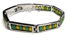 "Orula Ilde Stainless Steel Bracelet is perfect for a wrist 8\" in or smaller. What is stainless steel? \"A form of steel containing chromium, resistant to tarnishing and rust.\" With proper care your item should last a long time but if you have any issues please contact us!" Adjustable Multicolor Stainless Steel Bracelets, Adjustable Green Metal Bracelets, Italian Charm Bracelet, Steel Bracelet, Stainless Steel Bracelet, Head Wraps, Arm Band, 20 Cm, Rust