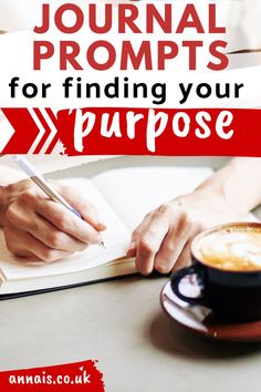 a person writing on a notebook with the words journaling journals for finding your purpose