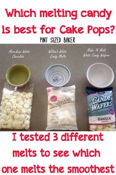 three different types of candy are shown with the caption, which one is best for cake pops?