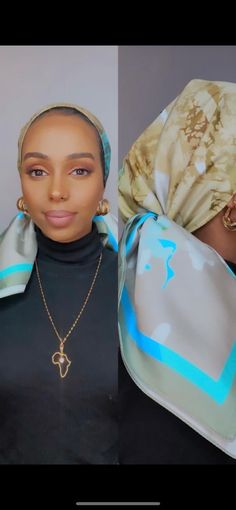 At Kaï Apparel we are widely known for our beautiful multi wear satin scarf collection. This satin scarfs is beautifully silky and soft. It is 90x90cm in size and perfect for a turban, hair wrap, headscarf, on your bag or over shoulders. The ideal multi wear for all occasions and seasons and finish to your outfit.  Its material is made with premium Satin and has a luxuriously smooth gloss which looks and feels elegant.  They are soft and easy to work with. All our Silky satin scarves come gift packed so you can treat someone special or better yet treat yourself!  For more beautiful prints and colours check out our large silky satin collection.  At Kaï Apparel we love our fashion and decided to bring out our own  line to go with our style. We are in love with the pieces and hope you will lo Silk Headscarf As A Gift, Elegant Green Hijab, Turban Hijab, Scarf Collection, Hijab Caps, Satin Scarf, Gift Packs, Green Turquoise, Modest Outfits