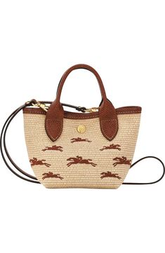 Longchamp Extra Small Le Pliage Panier Top Handle Bag | Nordstrom On-the-go Straw Bag With Top Handle And Braided Handles, Eco-friendly Shoulder Bag With Bamboo Top Handle, Brown Basket-shaped Straw Bag With Top Carry Handle, Longchamp Le Pliage Pouch With Handle, Longchamp Pouch With Handle, Compact Bag, Designer Bag, Handle Bag, Logo Embroidery