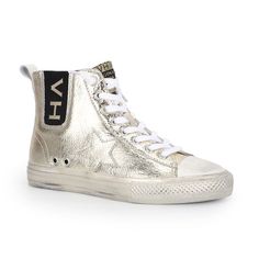 Slip on Styling No tie Hi-Top Distressed outsole Fits true to size Gold Leather High-top Sneakers, Casual Gold High-top Sneakers, Trendy Gold Sneakers With Laces, Casual Gold High-top Lace-up Sneakers, Casual Gold Lace-up High-top Sneakers, Gold Leather High-top Sneakers With Round Toe, Gold Leather Sneakers For Spring, Gold High-top Sneakers With Rubber Sole, Gold Leather High-top Sneakers With Branded Insole