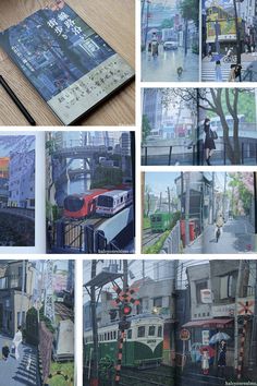 Trains and railroads are such an integral and ubiquitous feature of Japanese urban landscape that it is often used as a motif and/or subject matter in Japanese visual arts as well as in animated films.

Nagoya born illustrator Ogawa Shinjiro (小川真二郎) is the latest artist to add to this unique genre with his book ‘Walking Along The Railroad’ (線路沿い街歩き), a most delightful collection of urban landscape illustrations showcasing charming Japanese vistas adorned by the railroad. Ogawa’s attention to minute detail in populating his lively drawings with all the streets/road signs, billboards and storefronts that are uniquely Japanese really transports the viewer right into the scene, and his use of deformed perspective adds a charming whimsical touch to his distinct visual style. Anime Art Books, Tokyo Skytree, Illustration Book, Visual Style, Music Painting, Concept Art Drawing, Landscape Illustration, Road Signs, Book Reviews