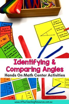 an image of identifying and comparing angles hands on math center activities with text overlay