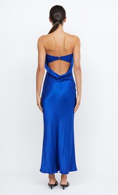 MOON DANCE STRAPLESS DRESS - MEDITERRANEAN BLUE – BEC + BRIDGE US Commencement Outfit, Prom Dress Inspo, Moon Dance, Tailored Clothes, Mediterranean Blue, Bec Bridge, Dress Inspo, Strapless Maxi Dress, Satin Maxi