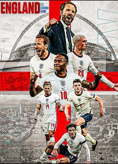 the england soccer team is featured in this poster