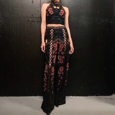 Nasty Gal Two Peice Beaded Set Tie Up Down Legs On Pants As Seen In Photo And On Back Of Halter Top - Worn Once - Good As New Two Piece Sets, Halter Top, Pant Jumpsuit, Two Piece, Pants For Women, Pants, Women Shopping, Black, Color