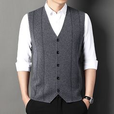 Season:Spring   Fall; Fabric:6.5% Wool 20.6% Cotton fiber 28.3% Polyeater 44.6% Acrylic fibers; Sleeve Length:Sleeveless; Look After Me:Washable,Wet and Dry Cleaning; Gender:Men's; Style:Modern Contemporary,Korean; Elasticity:Stretchy; Occasion:Daily Wear,Going out,Festival; Sweaters Type:Wool Sweater,Dress Sweater,Sweater Vest; Fit Type:Regular Fit; Pattern:Stripes; Design:Knitted; Neckline:V Neck; Sleeve Type:Sleeveless; Front page:FF; Listing Date:11/07/2022; Production mode:External procurem Mens Fashion Sweaters, Mens Turtleneck, Wool Sweater Men, Sweater Vest Mens, Hot Sweater, Winter Knit Sweater, Woolen Sweaters, Solid Color Sweater, Clothing Factory