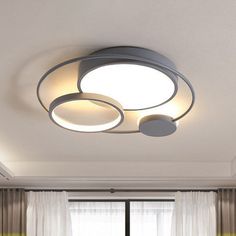 Minimalist Led Flush Mount: Acrylic Circular Lighting Fixture For Bedroom Grey / 15.5 Third Gear Lighting Minimalist, Modern Flush Mount Ceiling Light, Circular Lighting, Led Flush Mount Ceiling Light, Gray Bedroom, Luminous Colours, Led Flush Mount, Types Of Lighting, Flush Mount Lighting