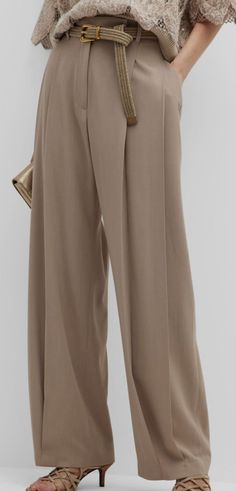 $2295 Brunello Cucinelli Women's Beige Wide-Leg Wool Dress Pants Size IT 42/US 6 Description Monili trimmed belt loop High rise Pleated front Side slip pockets; back welt pockets Wide legs Full length Hook-tab/zip fly; belt loops Viscose/virgin wool/cotton Made in Italy *Belt NOT included* About Us We sell only 100% authentic clothing from new with tags to gently used. We have a 100% authentic or money back guarantee on every item we sell. Items are listed daily so make sure to put us on your fa Elegant Wide Leg Pants With Belt, Elegant Wide Leg Bottoms With Belted Cuffs, Elegant Full Length Belted Wide Leg Pants, Formal Wide-leg Pants With Belted Cuffs, Formal Wide-leg Bottoms With Belted Cuffs, Chic Beige Wide Leg Pants For Formal Occasions, Formal Wide Leg Bottoms With Belted Cuffs, Elegant Wide Leg Pants With Belted Cuffs, Elegant High Waist Belted Wide Leg Pants