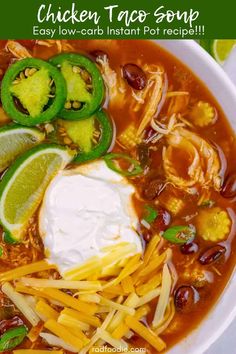 a white bowl filled with chicken tortilla soup