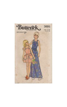 an old sewing pattern with two women in dresses