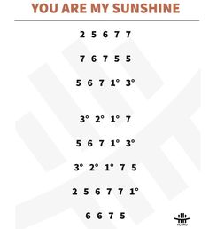 an image of the numbers for you are my sunshine