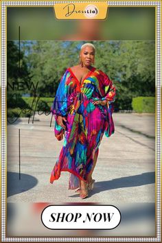 Casual Silk Loose Fitting V Neck Long Maxi Dresses Colorful Dresses For Spring Beach Cover-up, Colorful Dress For Spring Beach Cover-up, Colorful Spring Dresses For Beach Cover-up, Colorful Long Sleeve Vacation Dress, Flowy Multicolor Print Beach Cover-up Dress, Flowy Multicolor Print Dress For Beach Cover-up, Colorful Floral Print Beach Cover-up Dress, Colorful Flowy Dress For Beach Cover-up, Vibrant V-neck Dresses For Beach Season