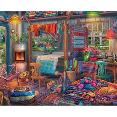 a room filled with lots of colorful items