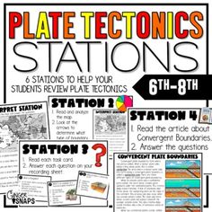 the plate tectonics stations for 6th grade students