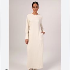 Size Xsmall Modest Fit Floor Length And High Quality Gorgeous For Eid Or Any Other Occasion Cream Long Maxi Dress For Daywear, Elegant Long Off-white Dress, Elegant Long Off White Dresses, White Long Sleeve Midi Dress For Daywear, White Long Maxi Dress For Daywear, Chic Off White Long Sleeve Maxi Dress, Elegant Off-white Long Sleeve Maxi Dress, Elegant Long Sleeve Off White Maxi Dress, Elegant Off White Long Sleeve Maxi Dress