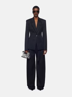 THE ATTICO ''Glen'' black blazer Tailored Suit Women, Black Blazer For Women, Wedding Suit Women, Wedding Guest Suits, Senior Portrait Outfits, All Black Suit, Oversized Blazers, Oversize Blazer, Black Suit Wedding