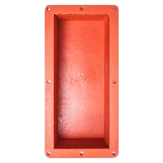 an orange plastic box with rivets on it