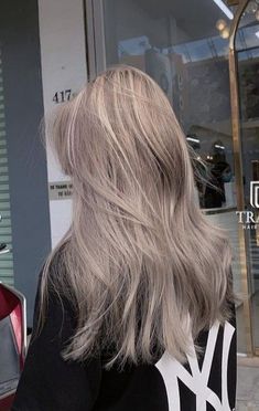 Blonde Greyish Hair, Hair Ash Blonde Ashy Light Brown, Bleached Grey Hair, Grey Blonde Hair Ashy, Greyish Pink Hair, Ashy Blonde With Highlights, Ashy Blonde Asian Hair, Blonde Hair On Cool Skin Tone, Ash Blonde And Pink Hair