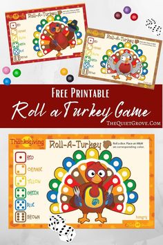 the free printable roll a turkey game for kids