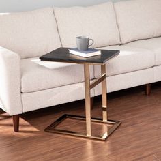 Rainer Contemporary C Table Black/Champagne - Aiden Lane Maximizing Small Spaces, Morning Reading, C Table, Snack Table, Metal Side Table, Table Black, Living Room Sofa, Small Spaces, Modern Style