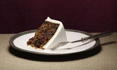 a piece of cake on a plate with a fork