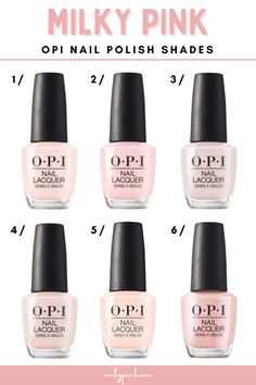 This post has the 6 Best OPI Milky Pink Nail Polish Shades. From the infamous “Bubble Bath” to the lesser-known “Switch to Portrait Mode” shade, there are 6 amazing milky pink polish shades to suit every skin tone and create the best milky manicure. So let’s get our nail inspo on and give you these swatches and links so you can create this hot trend all on your own. Opi Sheer Pink Gel Polish, Milky Nail Color Opi, Best Neutral Pink Nail Polish, Milky Nails Gel Polish, Milky Pink Nails Gel Opi, Opi Gel Milky Pink, Opi Cotton Candy Nail Polish, Best Pale Pink Nail Polish, Milky Pink Gel Polish