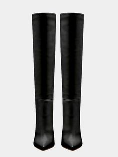 Miliano Boot - Noir – Femme LA Elegant Platform Boots With Pointed Toe For Business, Elegant Heeled Boots With Zipper Closure, Formal Pointed Toe Knee-high Boots With Zipper Closure, Formal Pointed Toe Knee-high Boots With Zipper, Formal Knee-high Boots With Zipper Closure And Pointed Toe, Chic Pointed Toe Platform Boots For Business, Modern Heeled Boots With Zipper For Evening, Sleek Calf Leather Winter Boots, Modern Heeled Boots With Zipper Closure For Evening