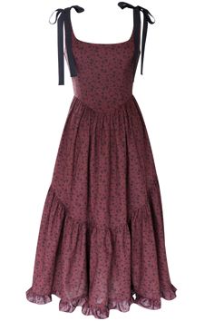 Mirabelle Dress in Dark Red Floral – Of Her Own Kind Country Wedding Dresses Guest, Dark Cottagecore Outfits, Dramatic Romantic, Special Dress, Sax Dress, Cottagecore Outfits, Red Floral Print, Timeless Dress, Guest Attire