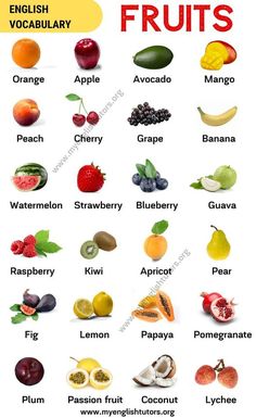 an image of fruits and their names