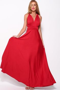 Get in the mood for drinks all round in our Drinking Vino Maxi Dress! Made from a luscious, satin-like material this flowing maxi has thick straps which can be tied in a number of ways for a totally convertible style! With a stretch elasticated waist for ease of wear, this dress drapes and hugs all the right curves. This wow factor shade calls for a matching lip and round toe pump!Dress.Not lined.Cold hand wash only.Model is standard XS and is wearing XS.True to size.Slightly stretchy fabric.Pol Wine Maxi Dress, Red Infinity, Convertible Maxi Dress, Sleeveless Romper Jumpsuits, Maxi Dress Red, Chiffon Dress Long, Women Maxi, Maxi Dresses Casual, Maxi Dress Party