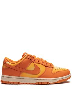 orange leather gradient effect signature Swoosh logo detail embroidered logo to the rear round toe front lace-up fastening logo patch at the tongue branded insole rubber sole These styles are supplied by a premium sneaker marketplace. Stocking only the most sought-after footwear, they source and curate some of the most hard to find sneakers from around the world. Wmns Dunk Low, Orange Sneakers, Rare Sneakers, Orange Shoes, Nike T, Orange Leather, Nike Dunk Low, Nike Cortez Sneaker, Dunk Low