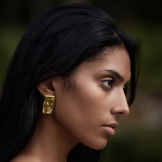 Make a statement with the Chel earrings, they feature an irregular texture design. 18K gold platted and made to last. Delivered in Karna Ramsay custom black jewellery box. 18K Gold Platted.  Care instructions - We recommend removing earrings before exercising, showering and swimming. Avoid spray perfumes or hair products onto the earrings. When earrings are not being worn, we suggest storing them in a jewellery box to prevent moisture exposure. Contemporary Tarnish Resistant Earrings For Gift, Contemporary Tarnish Resistant Earrings As Gift, Contemporary Tarnish-resistant Earrings For Gifts, Contemporary Rectangular Gold Jewelry, Hand Forged Rectangular Gold Jewelry, Black Jewellery, Dad Jewelry, June Birthstone Jewelry, Gifts For New Mums