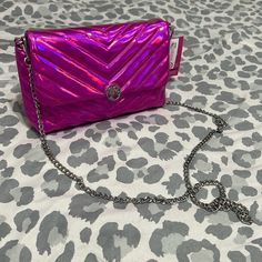 Bnwt Barbie X Claires Bag Chic Purple Shoulder Bag For Party, Purple Shoulder Bag For Parties, Purple Party Shoulder Bag With Adjustable Strap, Purple Clutch Shoulder Bag For Evening, Purple Shoulder Bag With Adjustable Strap For Evening, Trendy Purple Evening Bag, Purple Evening Bags With Removable Pouch, Purple Clutch Shoulder Bag For Travel, Purple Crossbody Shoulder Bag For Party