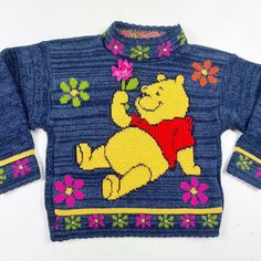 Vintage Winnie The Pooh Sweater Girls size 4 Small Kids Disney Knit Flowers. Adorable sweater in very good condition; no flaws. Size 4/small - measurements are shown in photos. Ships fast from a smoke-free home. 80's Clothes, Kids Disney Outfits, Collage Items, Vintage Pooh, Knit Flowers, Vintage Kids Clothes, Vintage Winnie The Pooh, Small Kids, 80s Outfit